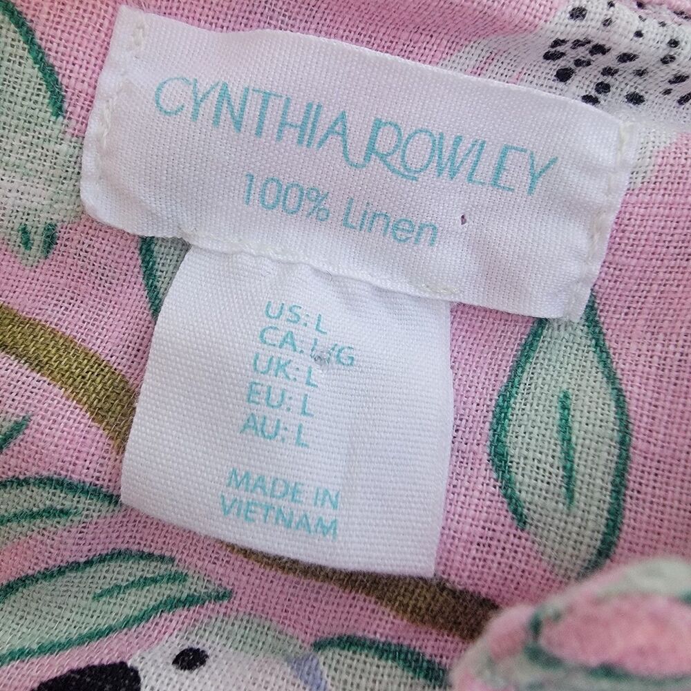 Cynthia Rowley Linen Bird Print Button Up Top Wmn… - image 4